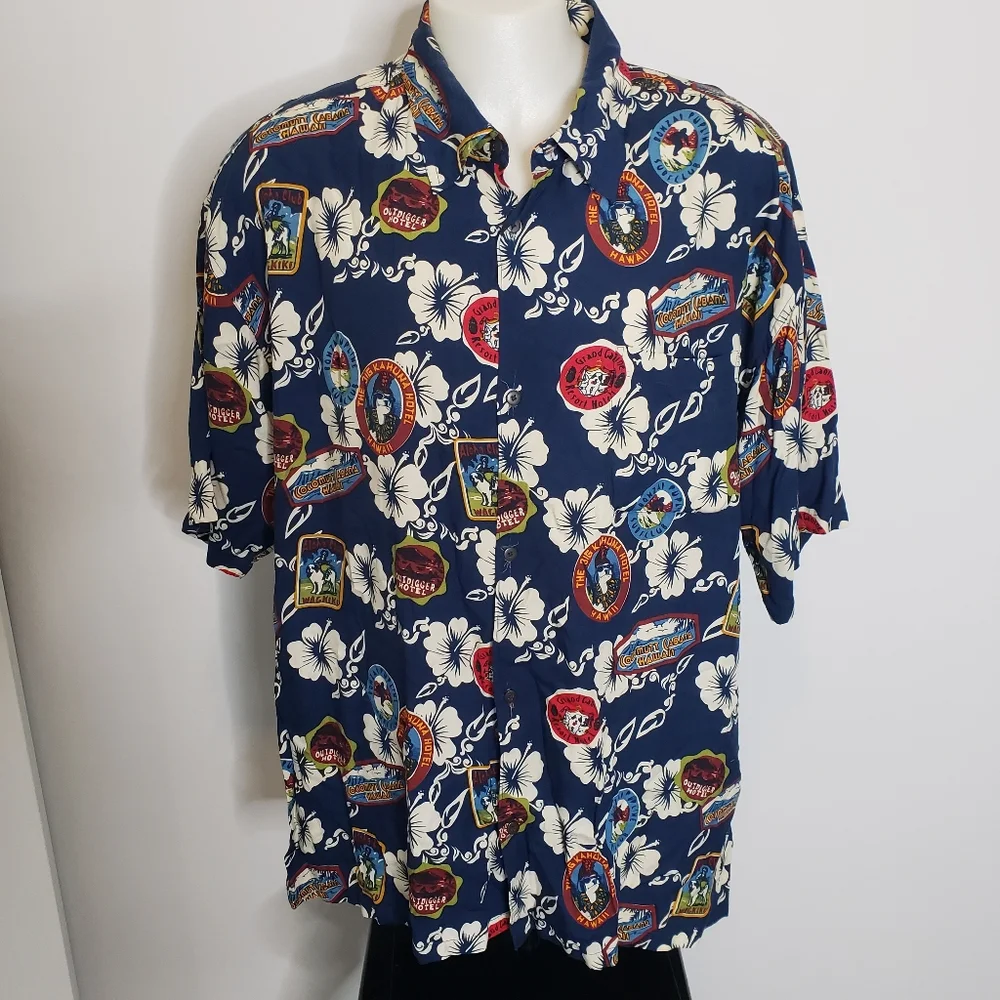 Big Dogs Shirt Men's Hawaiian Floral Short Sleeve Button Up Surf Hotel Size 3X